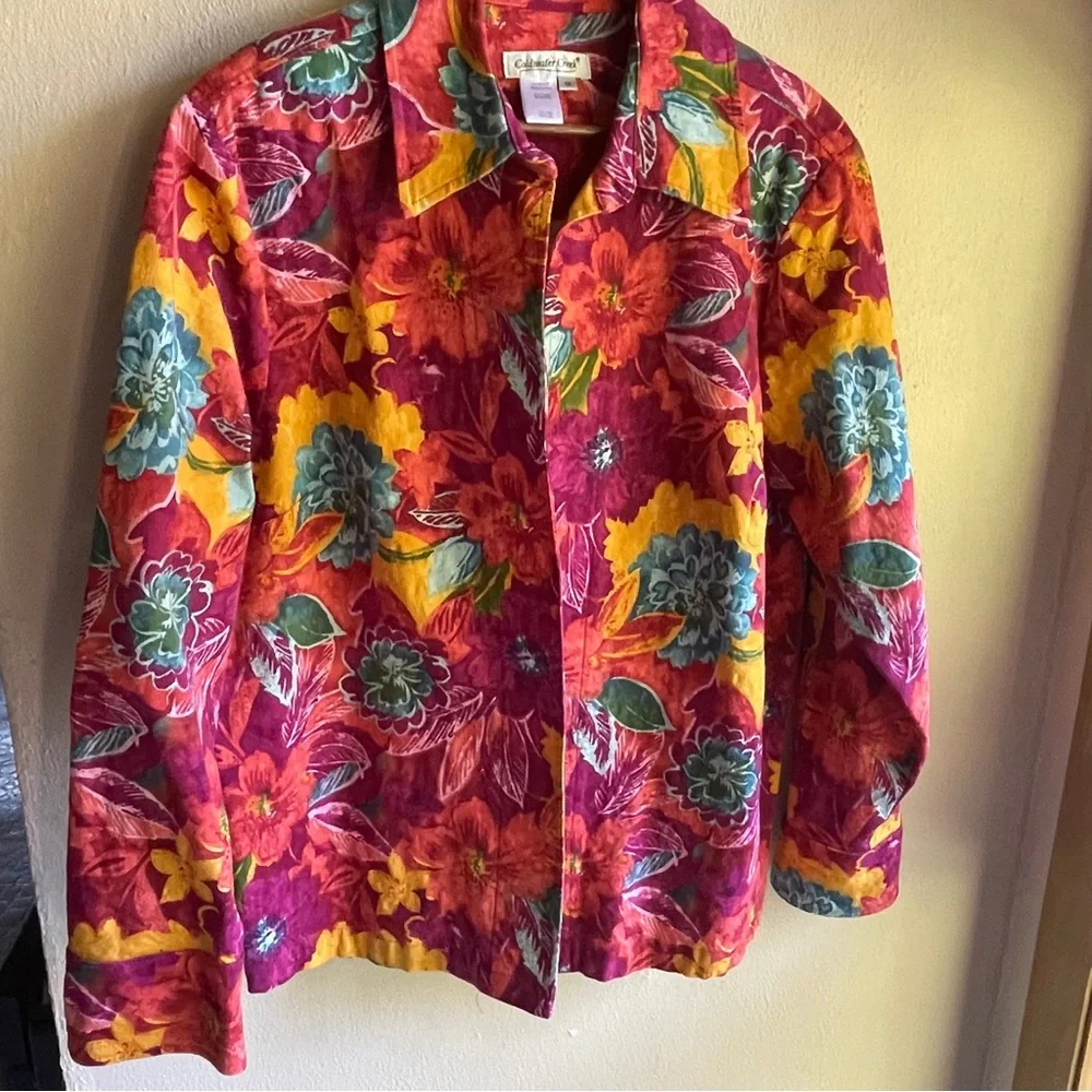 Coldwater Creek Tropical Floral Print Heavyweight Canvas Jacket. Size 1X - Picture 6 of 13